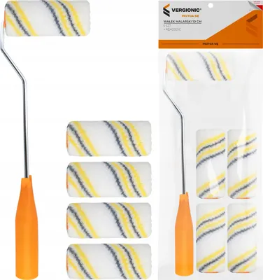 Immagine prodotto di Mini rullo da 10 cm, 5 pezzi + manico Vergionic per verniciatura