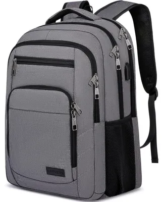 Productafbeelding van Rugzak voor heren, 17,3 inch laptoprugzak met USB-oplaadpoort, geschikt voor werk, universiteit en reizen, kleur: grijs