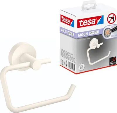 Produktbild von tesa Toilettenpapierhalter ohne Bohren weiß matt für die Wand - MOON WHITE