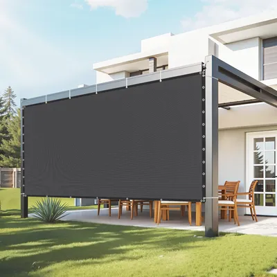 Produktbild von VEVOR 90% Sonnenschutz Sonnensegel (305 x 366 cm), Sonnensegel mit 140 g/m² HDPE-Material für den Außenbereich, Terrasse, Garten, Hinterhof (Schwarz)