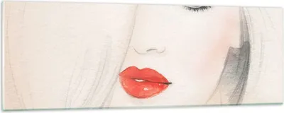 Produktbild von Bilder auf glas - Frau Gesicht Lippen - 90x30cm - Glasbilder - Wandbilder - Kunstdruck - zum Aufhängen bereit - Wanddekoration aus Glas - Glas Bilder - Wandbild auf Glas - Einteilig - GAB90x30-3860