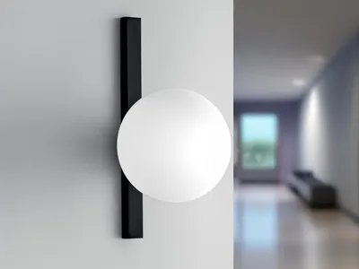 Produktbild von Schwarze Metall-Wandleuchte mit weißem Glaskugel Licht Enoire
