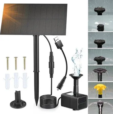 Produktbild von Solar Fonteinpompset 7 Sprinkler-Set für Garten Vogelbad Wasserfall Buitendecoratie