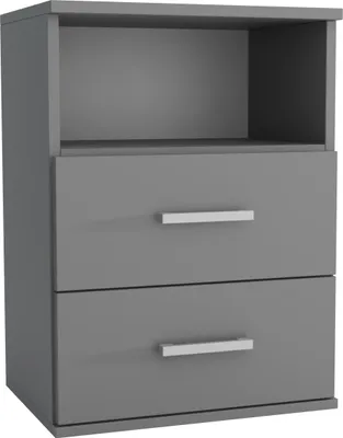 Produktbild von Nachttisch - Nachtkästchen - Nachtschrank - mit 2 Schublade - 48x35x65,5 cm B/T/H - Grau - Beistelltisch für Schlafzimmer - Bettkommode