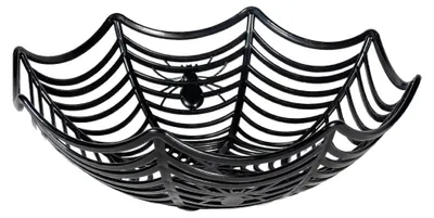 Produktbild von Spinnennetz Schale Halloween – Spiderweb Snack Schüssel Ø27cm – schwarze Deko Schale – für Süßigkeiten Buffet – Erwachsene Kinder – Halloween Karneval Party