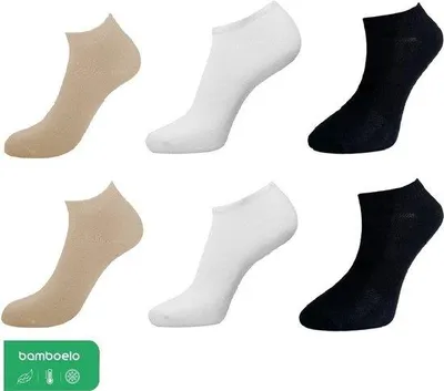 Produktbild von Bambus Sneaker Socken Uni 6 Paar gemischte Farben Größe 39-42