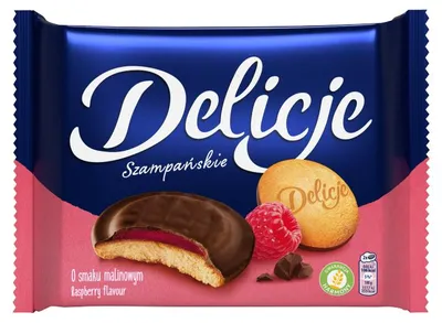 Image de Delicje Szampańskie Biscuits à la gelée de framboise enrobés de chocolat 294 g