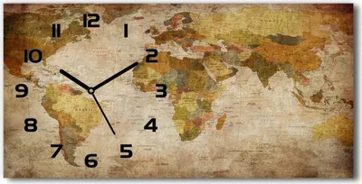 Produktbild von Wanduhr aus Glas – 60x30 cm - Glasbild - Glasuhr - Gehärtetes Glas - schwarze-zeiger - Politische Karte