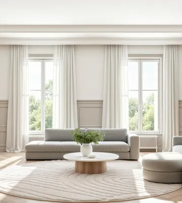 Produktbild von Teppich, rund, 120 cm, beige, waschbar, rutschfest, kurzflor, für Wohnzimmer