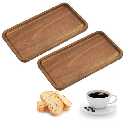 Imagen del producto de Juego de 2 bandejas rectangulares de madera