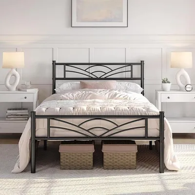 Imagen del producto de Silecomplaza: Estructura de cama de metal, cama para invitados, estructura de cama de metal, cama moderna para jóvenes con somier, ideal para dormitorios y habitaciones de invitados, 90 x 190 cm, color