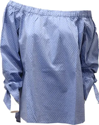 Image de 3260AD camicia donna SUN 68 chemise en coton à pois bleu clair femme