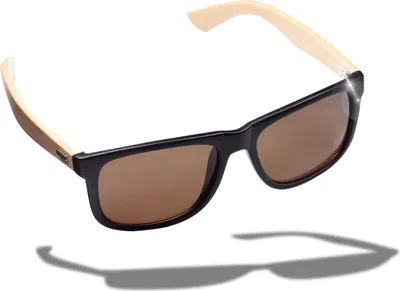 Produktbild von Sonnenbrille "Bamboo" - Modische Brille im Blues-Stil mit Bambusbügeln und UV-400 Schutz - Ideal für Herren und Damen - schwarz/braun