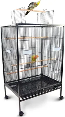 Produktbild von Vogelkooi mit Transporträdern, Bremsen und Oberöffnung - Große Größe 95x43x61,5 cm