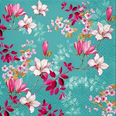 Produktbild von 20 Servietten Magnolia - Magnolien auf blau 33x33cm