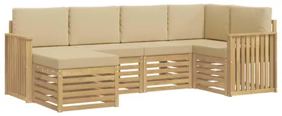 Immagine prodotto di Set di divani da esterno, 6 pezzi, colore beige, tessuto: poliestere