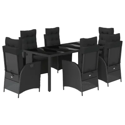 Produktbild von vidaXL 7-tlg. Garten-Essgruppe mit Kissen Schwarz Poly Rattan