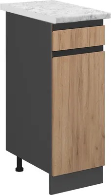 Produktbild von Küchenunterschrank Vicco R-Line Goldkraft Eiche 30 cm J-Shape AP Marmor, Model 46371