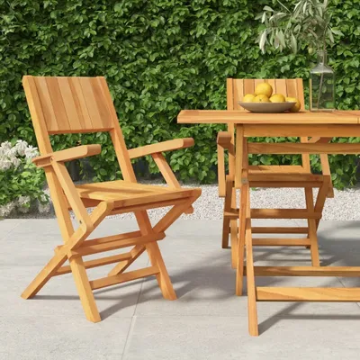 Produktbild von The Living Store Gartenstühle 2 Stk. Klappbar 55x61x90 cm Massivholz Teak