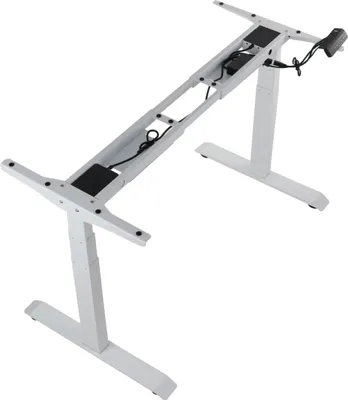 Image de Piètement de table ou de bureau électrique PRATO 04-3T, 2 moteurs, réglage électrique de la hauteur, longueur réglable, pied à 3 segments, blanc