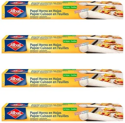 Zdjęcie produktu dla Papier do pieczenia, 4 opakowania, 16 arkuszy, antypoślizgowy, nieprzywierający, bezpieczny dla żywności, łatwy do odrywania