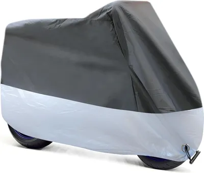 Produktbild von Motorradabdeckung, Winterfeste wasserdichte Motorradplane Outdoor 190T Oxford Stoff mit Verriegelungslöchern Motorrad Staubdichte Plane (245cm x 105cm x 125cm)