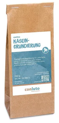 Produktbild von Conluto Kaseingrundierung farblos transparente Grundierung 250 g - hoch diffusionsoffene Haftbrücke für Lehmfarbe, Lehm-Streichputz und Lehm- Glätte
