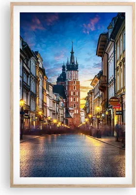 Produktbild von Gerahmtes Poster - Rahmen in heller Eiche - Krakau Kirche Mariacki - 61x91,5 cm - Wand Bild - Wanddeko - Wandbilder - Kunstposter - Wandposter - Bilderrahmen - Bilder - Kunstdruck - P2NPA61x91-4722