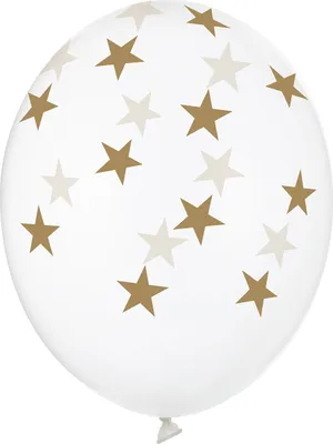 Image de Ballons avec étoiles 30cm Clair Transparent / Or Lot de 6