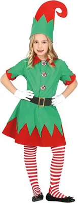 Immagine prodotto di Costume da elfo natalizio per bambina - Abito rosso e verde con cintura e cappello natalizio taglia 98-146, taglia:140/146