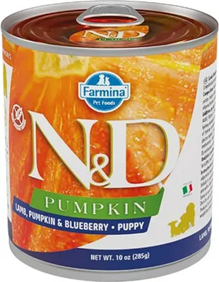 Produktbild von Nasses Hundefutter - FARMINA N&D DOG LAMB&PUMPKIN&BLUEBERRY PUPPY 285g