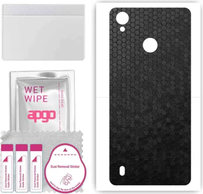 Produktbild von apgo Rückseite Schutzfolie, Skin, kompatibel mit ZTE Blade A7 Vita, Hinten Displayschutzfolie aus Vinylfolie, kratzfest, einfache Montage - Schwarze Honigwabe