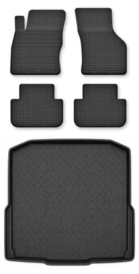 Produktbild von Gummimatten + Kofferraumwanne für Skoda Octavia III 2012-2020 (Kombi) – Schwarz, Semi-Universal, angepasst – Wielganizator Semi-Universal