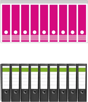 Produktbild von Wallario 9 Stück breite Ordner inkl. Klebeetiketten mit Motive Pink -  Set mit Rückenschildern / Ordnerrücken Stickern