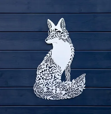 Produktbild von Große Metallwanddekoration mit Fuchs und Blumen