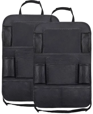 Immagine prodotto di Organizzatore per auto e resistente, con supporto per tablet – Set da 2 – 10 tasche portaoggetti – Accessori per auto – Universale – Nero – 10,5 x 9,5 x 4,5 cm