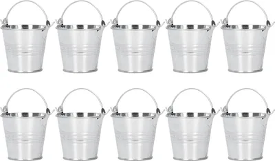 Zdjęcie produktu dla 10PCS Doniczka na kwiaty Mini doniczka na sukulenty Małe metalowe wiaderko do dekoracji wnętrz na zewnątrz Błyszczący srebrny 4x5.5x6cm