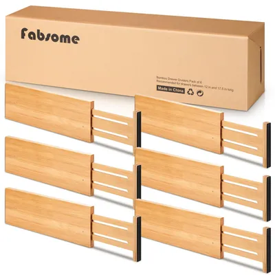 Schubladen-Organizer Bambus 6er-Pack 4,65'' verstellbar 17-22''