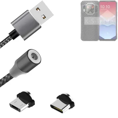 Produktbild von K-S-Trade Hochwertiges Magnet-Lade-kabel Sync-Kabel Daten-Kabel für Oukitel WP30 Pro mit USB-Typ-C-Anschluss und Micro-USB-Anschluss 2A bis zu