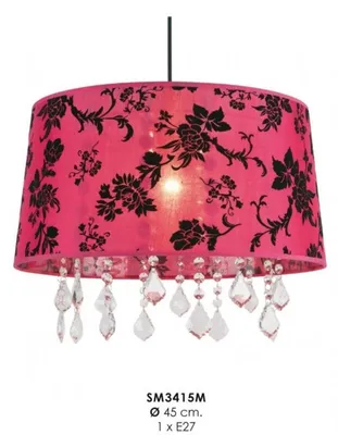 Immagine prodotto di Lampada a sospensione Casa Padrino in stile barocco, con decorazioni in cristallo color rosso, diametro 45 cm