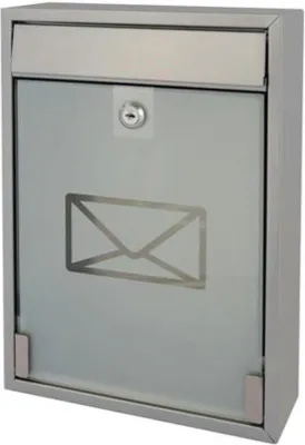Immagine prodotto di Cassetta postale con frontale in vetro, argento, 36 x 26 x 8 cm, chiave inclusa