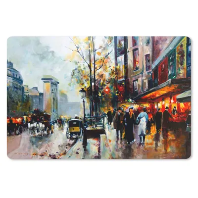 Produktbild von MuchoWow® Schreibtischunterlage Gemälde - Stadt - Öl 60x40 cm - XXL Mauspad - Großes Mauspad