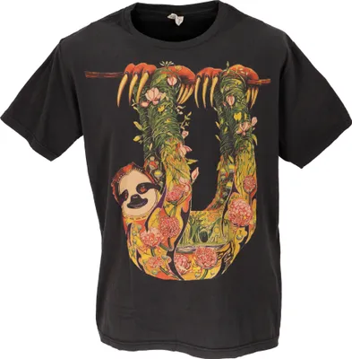 Image de T-shirt rétro, T-shirt Tree Save Earth - Paresseux/noir, homme, coton, taille : L