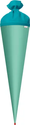 Produktbild von Bastel-Schultüte groß mint - 70 cm rund - extra stabil durch Rot(h)-Spitze mit türkisfarbenem Filz-Verschluss