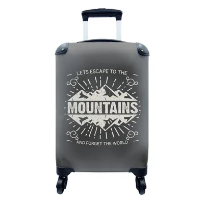 Produktbild von MuchoWow® Koffer Handgepäck Trolley Rollkoffer Kleine Reisekoffer mit 4 Rollen - Jahrgang - Berg - Grau - Cabin Size < 55x40x23 cm & 55x40x20 cm - Fotokoffer - Kabinenkoffer - Boardgepäck - Reise-Box - Reisekoffer - Reisegepäck - Koffer mit Bild - Trolley für Kinder