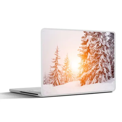 Produktbild von MuchoWow® Laptop Aufkleber Sticker Cover Sonne - Bäume - Schnee 31x22.5 cm - Laptop-Deko