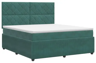 Imagen del producto de Cama con somier y colchón, color verde oscuro, 140 x 200 cm, tapizada en terciopelo