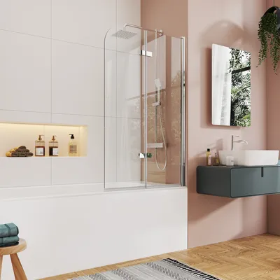 Produktbild von EMKE 120x140cm Duschtrennwand für Badewanne Faltwand Duschabtrennung Badewannenaufsatz NANO einfach-Reinigung Beschichtung