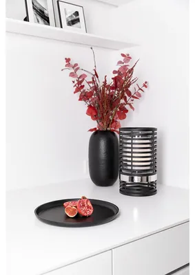Produktbild von Fink MATERA, Windlicht mit Glas, vernickelt, Glas, Eisen, pulverbeschichtet, glatt, schwarz, silberfarben, L. 18.5 cm, B. 18.5 cm, H. 30 cm, D. 18.5 cm 146304