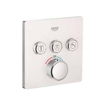 Productafbeelding van GROHE Grohtherm SmartControl thermostaat, kant-en-klaar set met 3 afsluitventielen, hoekig design